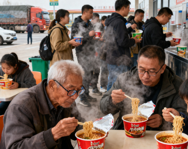 高速服务区全是“泡面人”